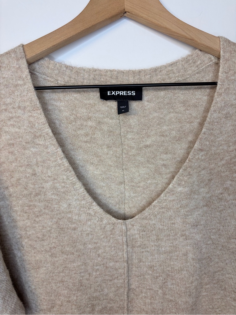 Express Women’s Tan V Neck Sweater, Size Medium - Picture 3 of 7